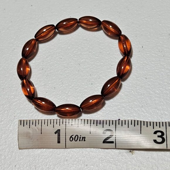 Boho Amber Colored Oval Beaded Stretch Bracelet Retro Fashion Jewelry Women - Picture 3 of 3